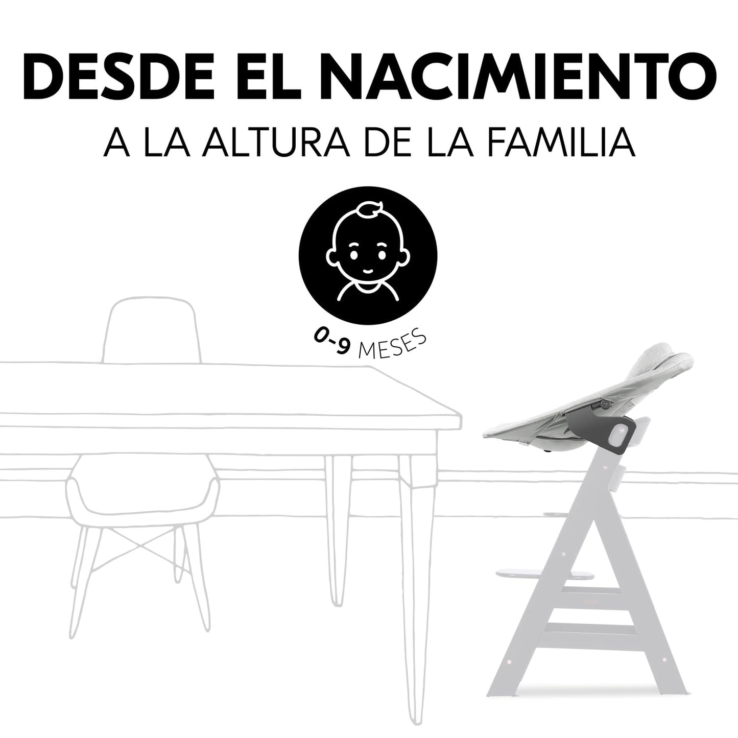 Hamaca Bebé Reclinable – Trona Evolutiva, Arnés 5 Puntos, Gris Claro