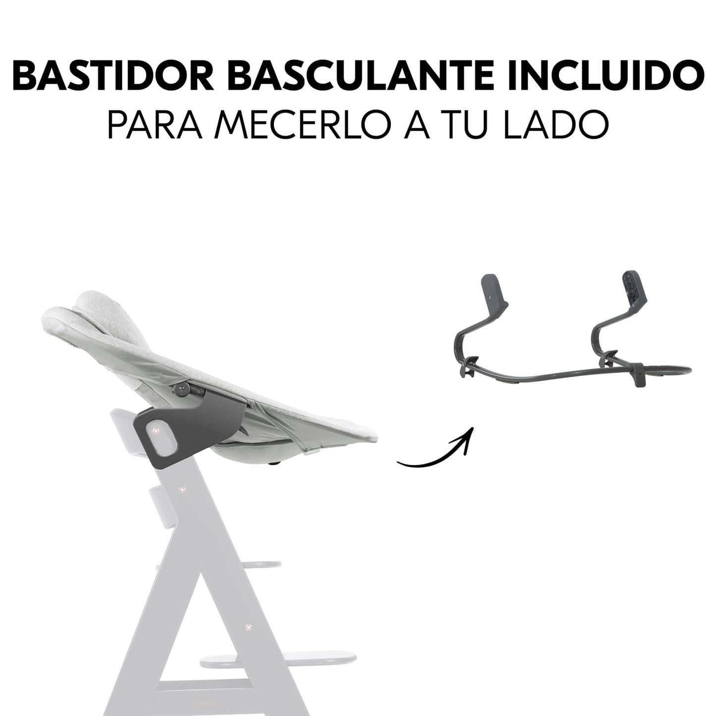 Hamaca Bebé Reclinable – Trona Evolutiva, Arnés 5 Puntos, Gris Claro
