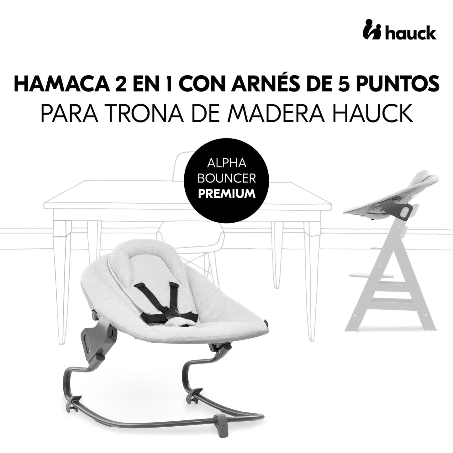 Hamaca Bebé Reclinable – Trona Evolutiva, Arnés 5 Puntos, Gris Claro