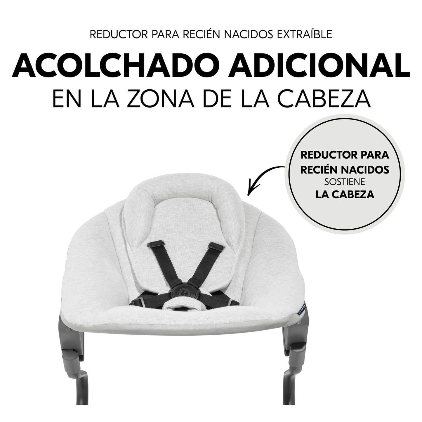 Hamaca Bebé Reclinable – Trona Evolutiva, Arnés 5 Puntos, Gris Claro