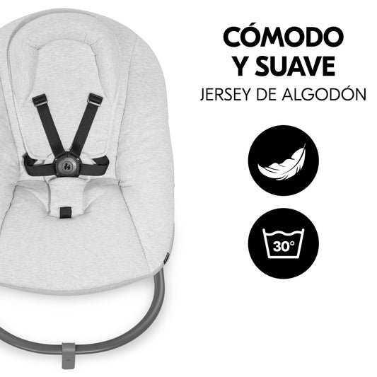 Hamaca Bebé Reclinable – Trona Evolutiva, Arnés 5 Puntos, Gris Claro